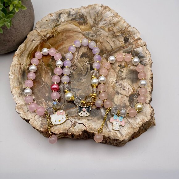 Kawaii Bracelet, Hello Kitty, My Melody, Kuromi Crystal Bead - Picture 2 of 2